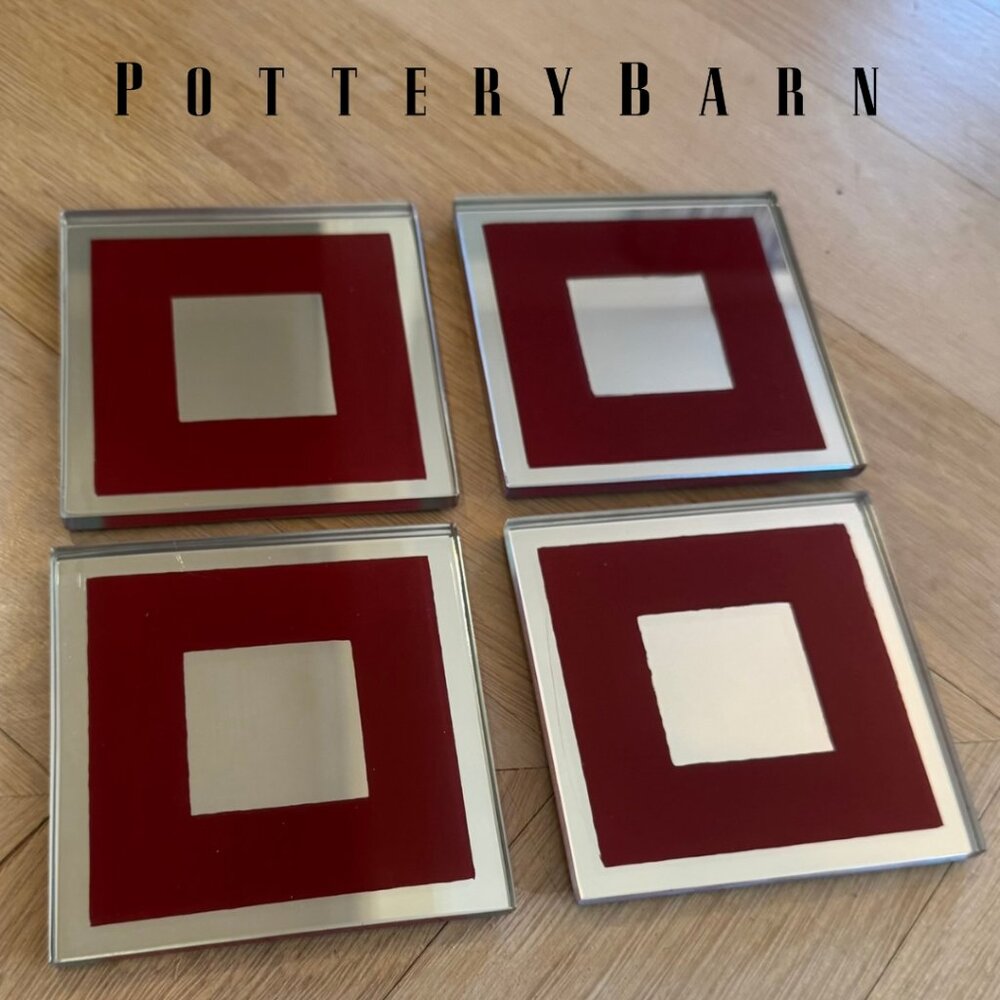 NWT Pottery Barn Mirror Coaster Set of 4